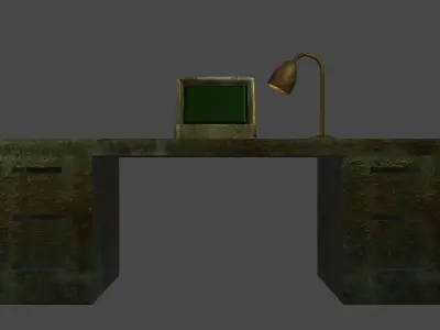 Rusty computer like in fallout Low-poly 3D model