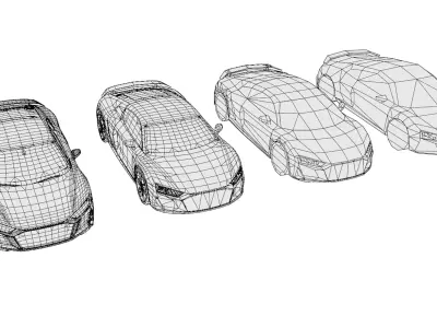 Modern Sport Supercar - Game Ready Mid-poly with 4 LODs Low-poly 3D model