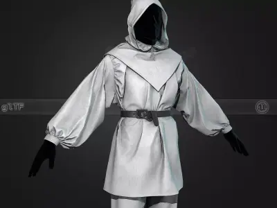 White Medieval Outfit Low-poly 3D model