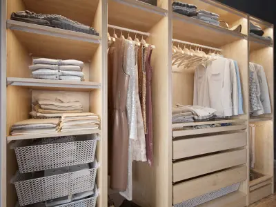 Wardrobe with Clothes part A 3D model