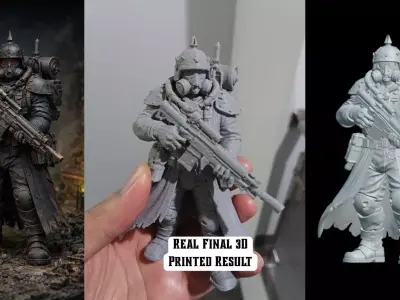 120 Grimdark Sci-Fi Miniatures - TRENCH INFANTRY SQUAD 3D print model