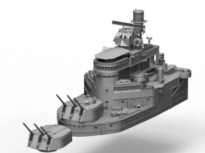 HMS Belfast upgrade set for Trumpeter kit  3D print model