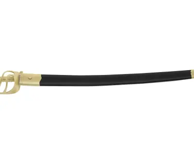 Cutlass sword with gold and handles Low-poly 3D model