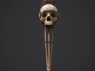 Skull Torch Low-poly 3D model