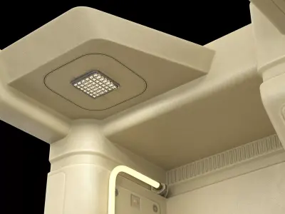 Interior Sci-fi Part with Seats PBR 3D model