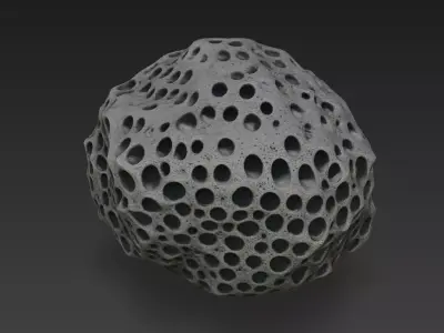 Porous Sci-Fi Meteorite Asteroid - 4K PBR High-Poly 3D model