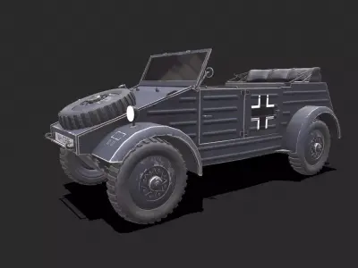 Type 82 Kubelwagen Low-poly Military Light Utility Vehicle PBR Low-poly 3D model