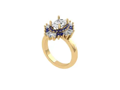 Oval Solitaire Ring 3D print model 28