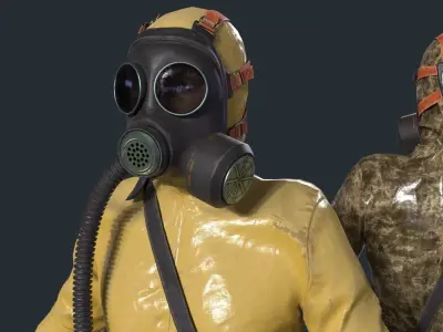 Hazmat Suit Soldier with Rig Low-poly 3D model