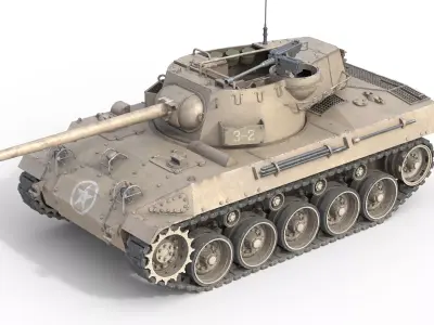 M18 HellCat Tank Destroyer Low-poly 3D model by ultra3dmodels