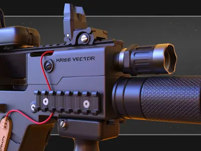 Kriss Vector Highpoly and Lowpoly models PBR Low-poly 3D model