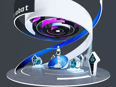 Open exhibition booth 3D model