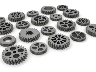 Gear set of gears Low-poly 3D model