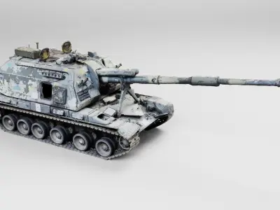 Destroyed 2S19 Msta 152 mm self-propelled howitzer M1990  3D model