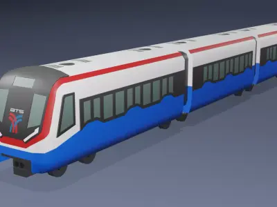 BTS Skytrain cartoon low poly 3D model
