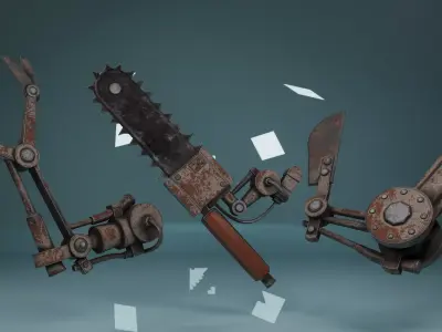 CHAINSAW PACK WITH 3 DIFFERENT MODELS Low-poly 3D model