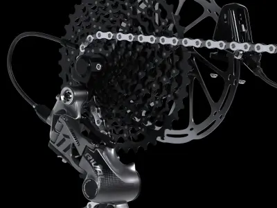 Sram Rival Groupset and Shimano XTR pedals 3D model