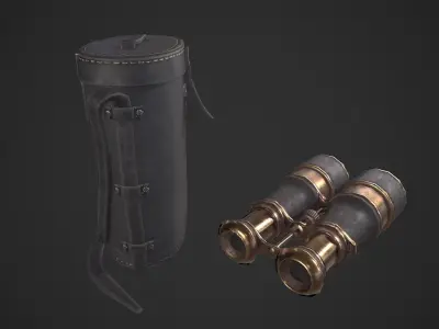 Vintage Binoculars Low-poly 3D model