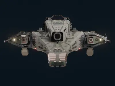 Detailed Spaceship x Spacecraft Game Ready Low Poly PBR Low-poly 3D model
