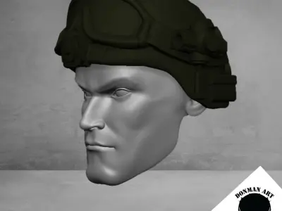 Tactical Helmet Without Goggles for 6 inch action figures 3D print model