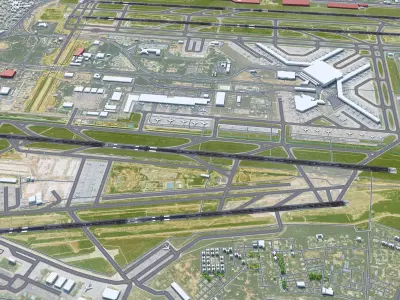 Indira Gandhi International Airport 10km Low-poly 3D model
