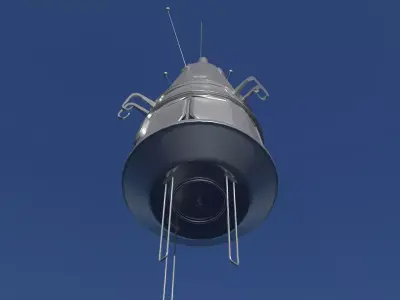Sputnik 3 spacecraft flying in sky Low-poly 3D model