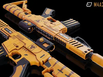 Modern M4A2 PBR Gun Low-poly 3D model