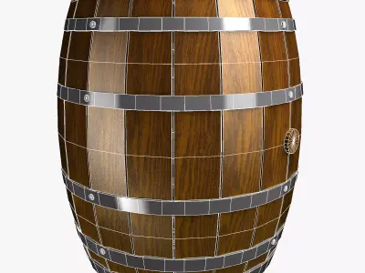 Wine Barrel Low-poly 3D model