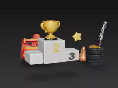 Chibi Racing Champion Car - Stylized Game-Ready Vehicle Low-poly 3D model