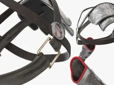  Assassin Style Arm Bracers with Engraved Metal Silver 