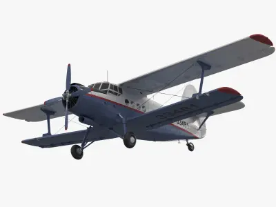 Antonov AN-2 propeller plane flying in sky 3D model