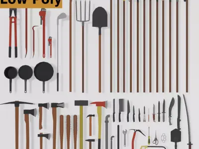 Low-Poly Melee Weapons Pack zombie apocalypse Low-poly 3D model