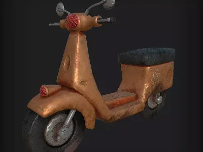 Game Ready Motorcycle Low-poly 3D model old rusty scooter Low-poly 3D model