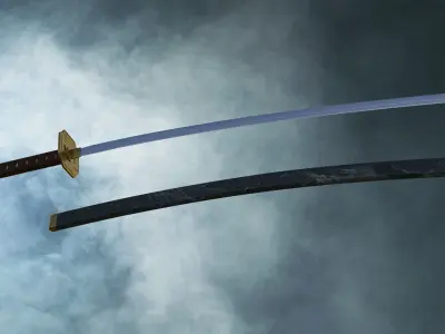 Katana samurai sword 3D model 8