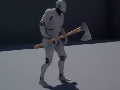 Game-ready Axe robot holding Free low-poly 3D model