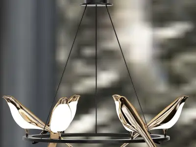 Italian Designer Bird Lamp Led handelier Light 3D model
