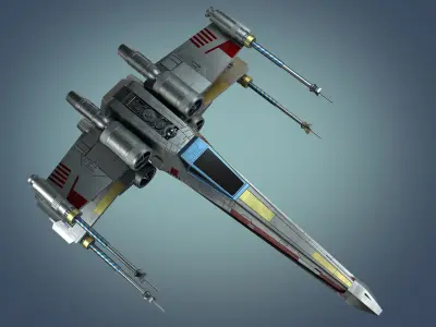 StarWars X Wing Fighter Rigged 3D model