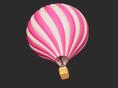 Cartoon hot air balloon Low-poly 3D model