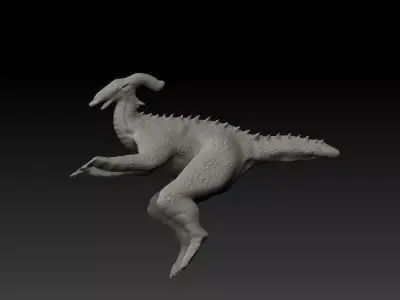 Parasaurolophus dinosaur flying in air 3D model