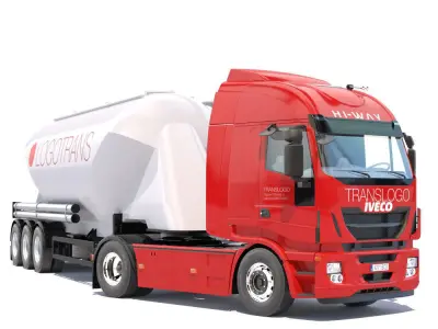 IVECO Hi-Way with Silo Trailer 3D model