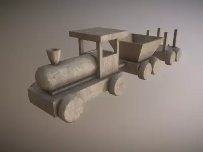 Low Poly Wooden Toy Train Low-poly 3D model