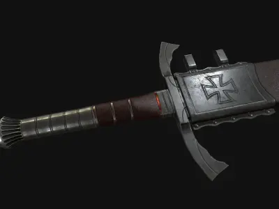 Templar Sword High Quality  - Game Ready Low-poly 3D model