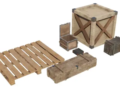 Military Wooden Chest Package 3D model