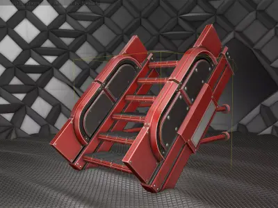 Sci-Fi Stairs - 21- Red Version Low-poly 3D model
