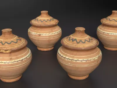 Antique Rustic Clay Pot Low-poly 3D model