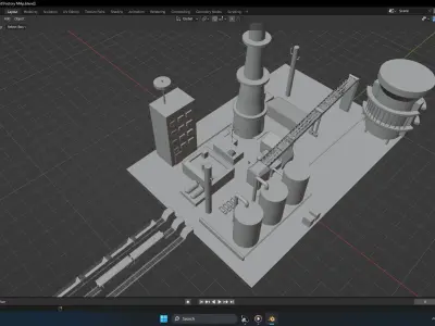 3D Factory Model  Free low-poly 3D model