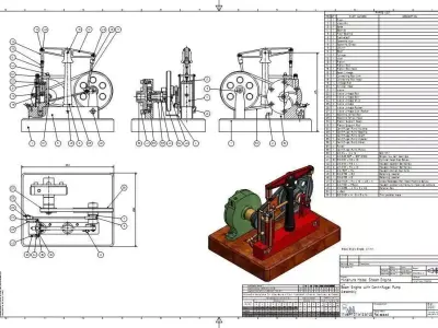 Mini Steam Engine and Centrifugal Pump Free 3D model