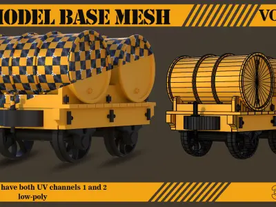 10 Wagon models Base Mesh - VOL01 Low-poly 3D model