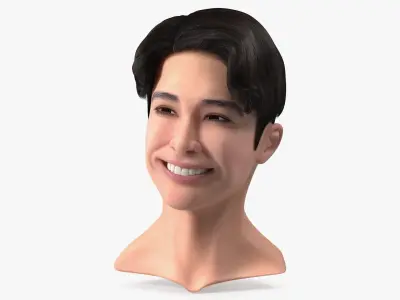 Asian Man Heads Collection 3D model