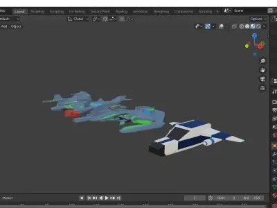 Scifi Spaceships Low-poly 3D model